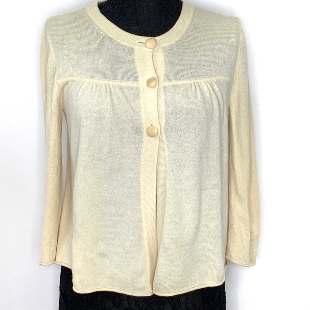 J. Crew Ivory Cashmere Cardigan - med